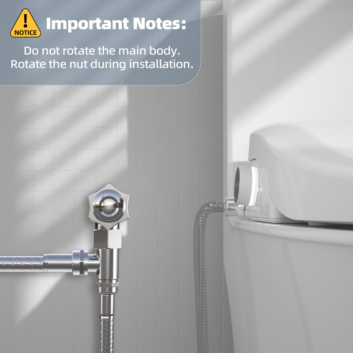 Bidet T-Valve Adapter, 3/8 x 3/8 x 1/2 Inch T-Fitting with Water Valve & 3/8 Inch Hose for Bidet