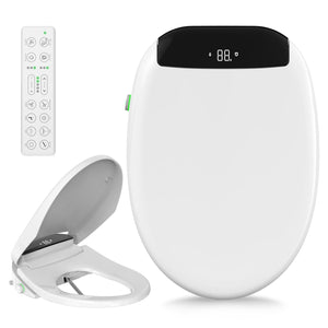 Tadashi Elongated Toilet Seat Bidet, Smart Electric Bidet with Remote Control, Bidets Attachment with Dryer, Warm Water Cleaning and Heated Seat