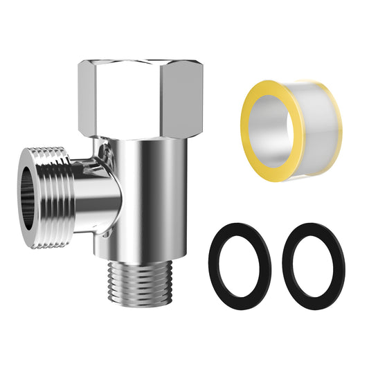 Bidet T-Valve Adapter, 3/8 x 3/8 x 1/2 Inch T-Fitting with Water Valve & 3/8 Inch Hose for Bidet