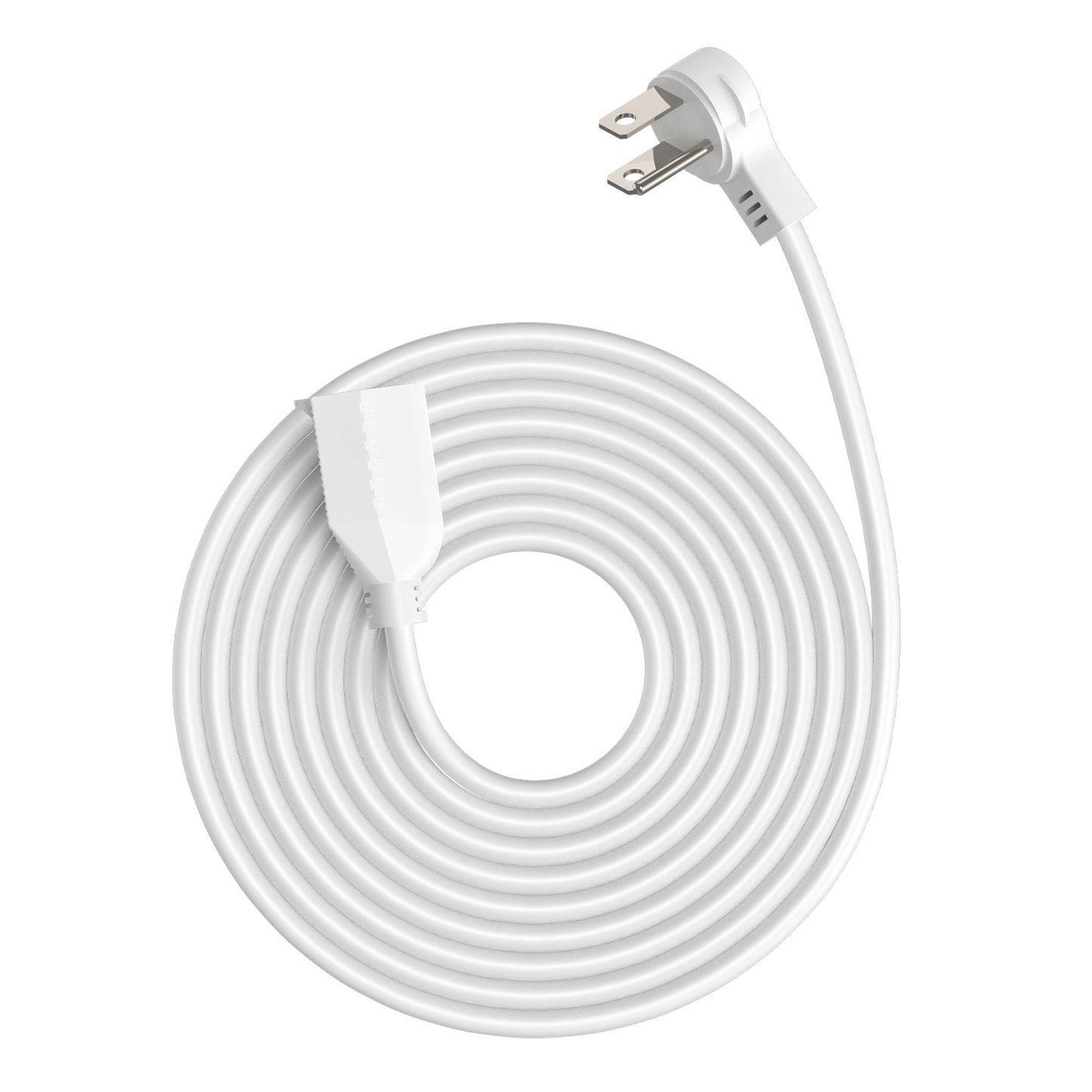 6FT Flat Plug Extension Cord, 16A 1875W, 3-Prong Low Profile Heavy Duty Power Cable, Indoor Use, White