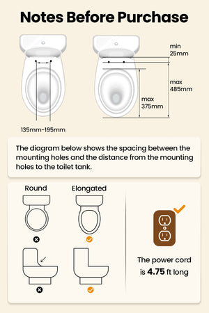 Tadashi Elongated Toilet Seat Bidet, Smart Electric Bidet with Remote Control, Bidets Attachment with Dryer, Warm Water Cleaning and Heated Seat