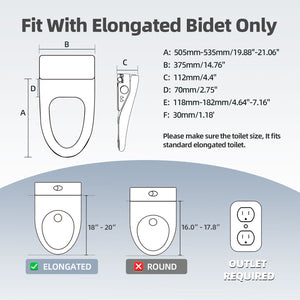 Bidet Toilet Seat Elongated, Smart Heated Toilet Seat, Instant Warm Water & Dryer, Feminine & Rear Wash, Self-Clean Nozzle, Slow Close Lid, Child/ECO/Silent Mode