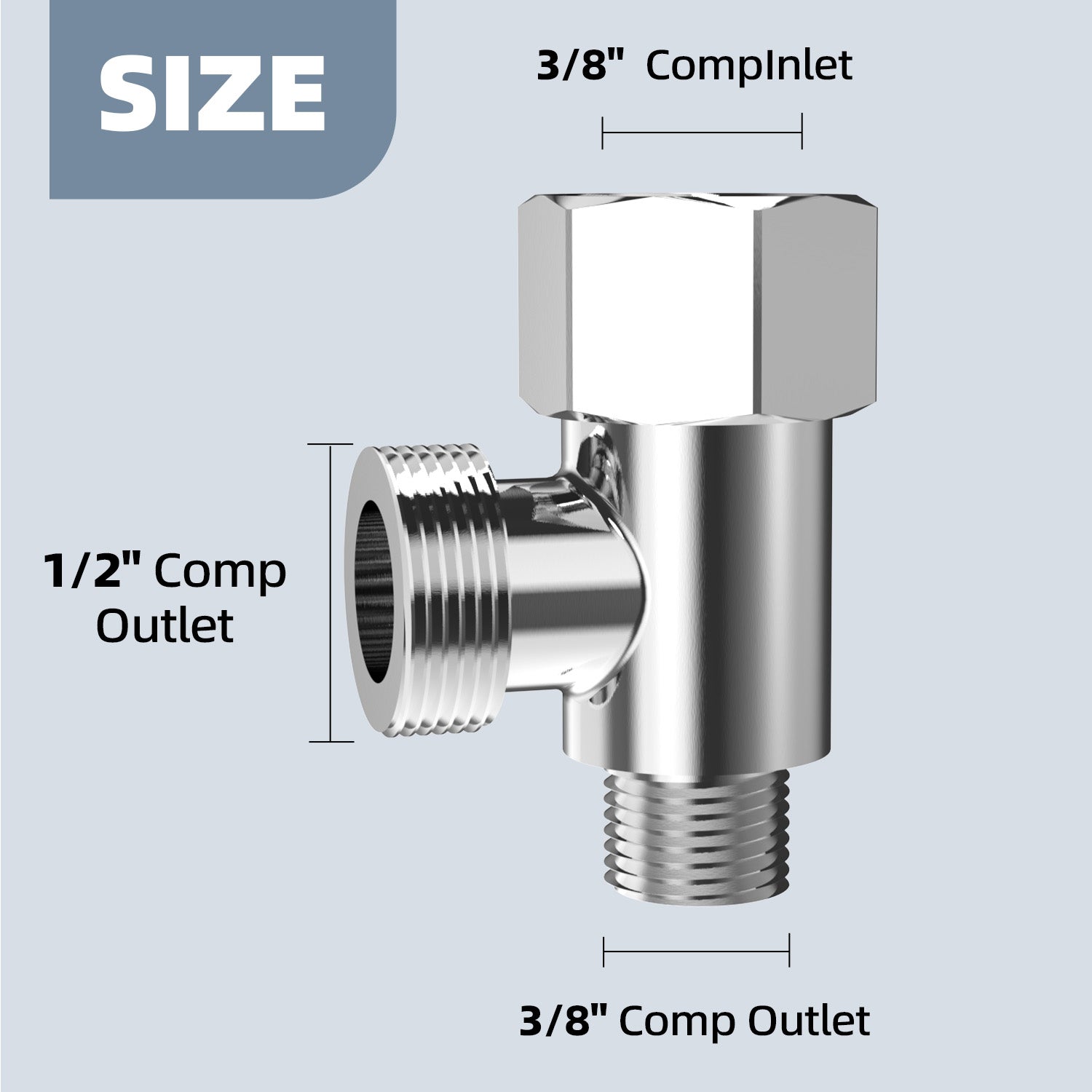 Bidet T-Valve Adapter, 3/8 x 3/8 x 1/2 Inch T-Fitting with Water Valve & 3/8 Inch Hose for Bidet