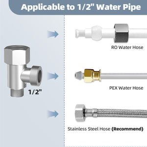 Bidet T-Valve Adapter, 3/8 x 3/8 x 1/2 Inch T-Fitting with Water Valve & 3/8 Inch Hose for Bidet